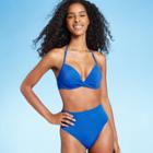 Women's Lightly Lined Twist-front Bikini Top - Shade & Shore Sapphire Blue