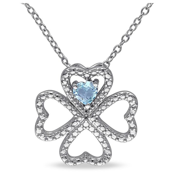 No Brand 1/3 Ct. T.w. Sky Blue Topaz Pendant Necklace In Sterling Silver, Women's