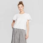 Women's Woven Short Sleeve Scoop Neck T-shirt - Who What Wear Bright White