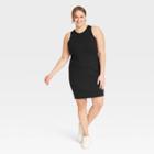 Women's Plus Size Sleeveless Rib Racer Dress - A New Day Black