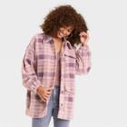 Women's Plaid Shirt Shacket - Universal Thread Purple