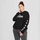 Women's Plus Size Boo Hooded Graphic Sweatshirt - Modern Lux (juniors') Black