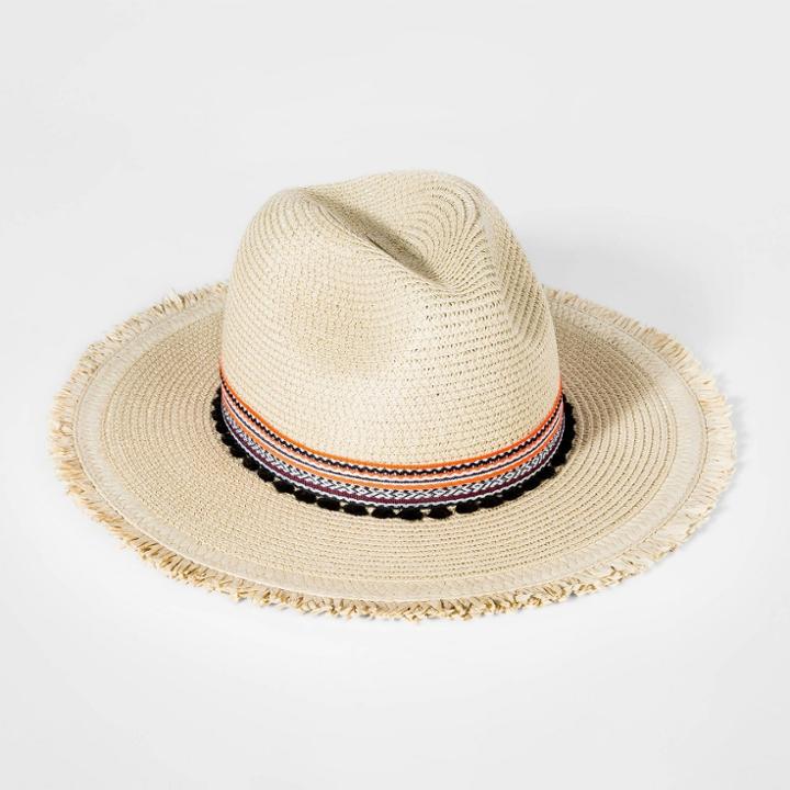 Girls' Straw Rancher Hat With Trim - Art Class Cream, Ivory/brown