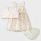 Mia & Mimi Baby Girls' Dress With Shrug - Cream/gold Newborn