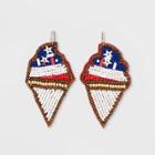 No Brand Americana Ice Cream Cone Drop Earrings - Red/white/blue