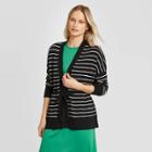 Women's Striped Long Sleeve Wrap Cardigan - Who What Wear Black