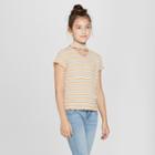 Girls' Gigi Lettuce Hem Short Sleeve T-shirt - Art Class Yellow Xl, Gray Yellow