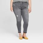 Women's Plus Size Released Hem Skinny Jeans - Universal Thread Black Wash 14wl,