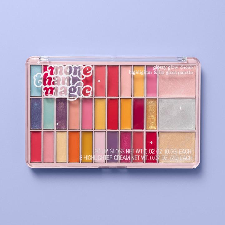 More Than Magic Glossy Glow Cheek Highlighter & Lip Gloss Palette - 33ct/0.81oz - More Than