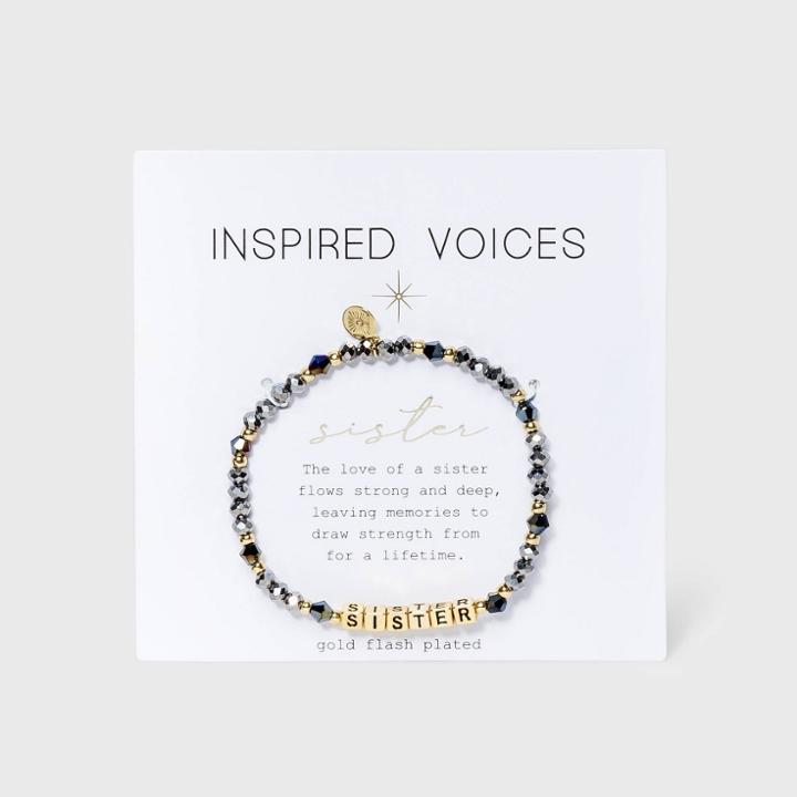 No Brand Gold Tone Plated 'sister' Stretch Bracelet - Hematite