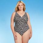 Women's Plus Size Twist-front Classic One Piece Swimsuit - Kona Sol Multi Natural