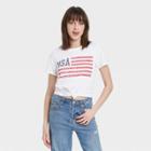 Grayson Threads Women's Usa Flag Short Sleeve Graphic T-shirt - White