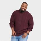 Men's Big & Tall Crew Neck Cable Knit Pullover - Goodfellow & Co Burgundy