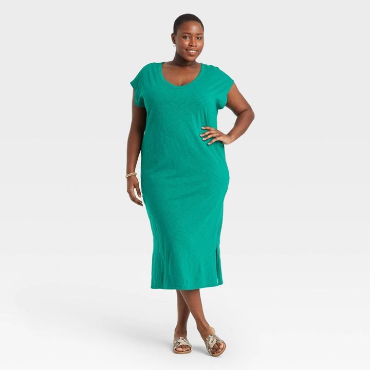 Women's Plus Size Sleeveless Modern Knit Dress - Universal Thread Teal