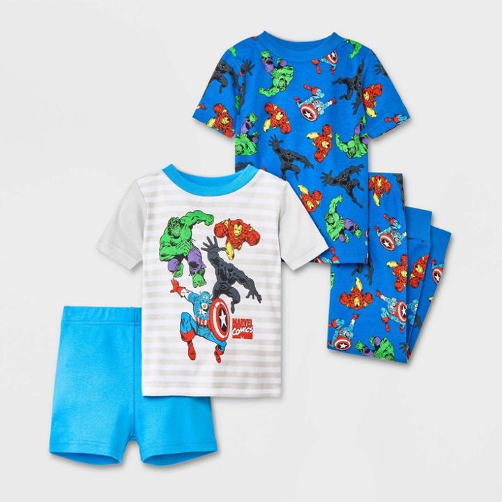 Toddler Boys' 4pc Marvel Black Panther & Hulk Snug Fit Pajama