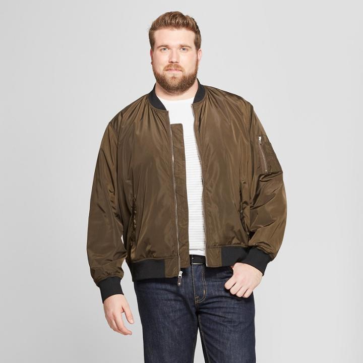 Men's Big & Tall Matte Bomber Jacket - Goodfellow & Co Mysterious Forest Green