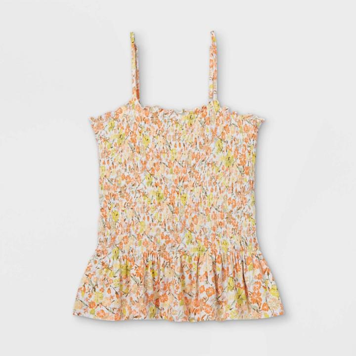 Girls' Smocked Peplum Cami Tank Top - Art Class