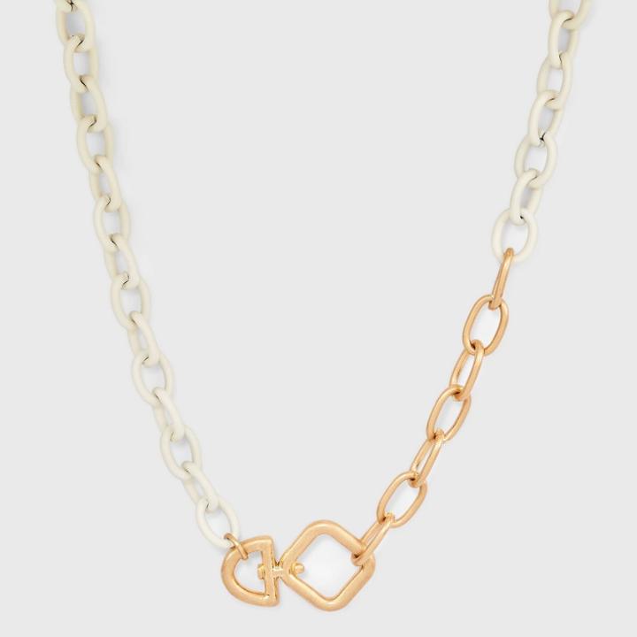 Chunky Diamond Shape Tubular Link Chain Necklace - Universal Thread Ivory