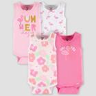 Gerber Baby 4pk Summer Days Onesies - White/pink Newborn