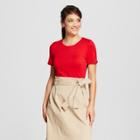 Women's Slim Fit Fitted Short Sleeve Crew T-shirt - A New Day Red