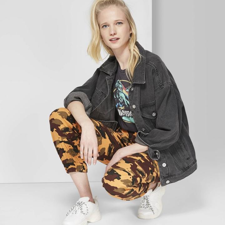 Women's Camo Print High-rise Cargo Pants - Wild Fable Orange