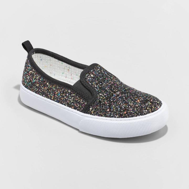 Girls' Ofra Slip-on Glitter Sneakers - Cat & Jack Black