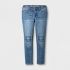 Girls' Skinny Embroidered Cat Jeans - Cat & Jack Medium Wash