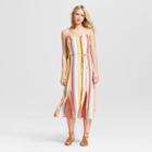 Women's Striped Strappy Stripe Belted Midi Dress - Xhilaration Rainbow