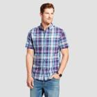 Men's Short Sleeve Soft Wash Slim Fit Button-down Shirt - Goodfellow & Co Bicycle Blue