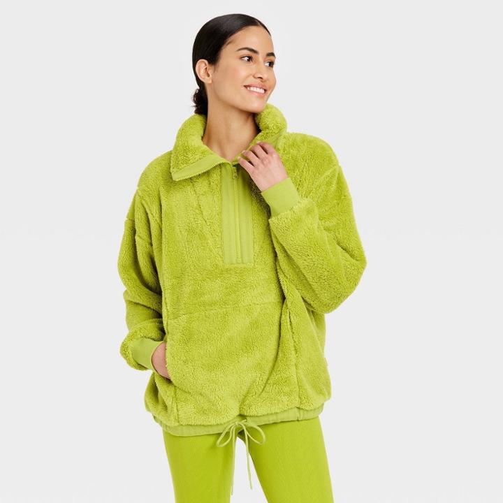 Women's High Pile Fleece 1/2 Zip Pullover - Joylab Green