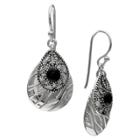 Distributed By Target Women's Polished And Textured Teardrop Earrings In Sterling Silver - Silver/black