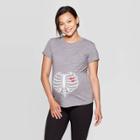 Maternity Short Sleeve Skeleton Heart T-shirt - Isabel Maternity By Ingrid & Isabel Charcoal L, Women's, Size: