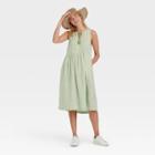 Women's Sleeveless Linen Tie-front Dress - Universal Thread Green