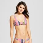 Women's Knot Front Tie Back Bralette Bikini Top - Xhilaration Pink Boho