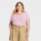 Women's Plus Size Short Sleeve V-neck Slim Fit T-shirt - Ava & Viv