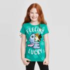 Petitegirls' Disney Stitch Flip Sequin Short Sleeve T-shirt - Green