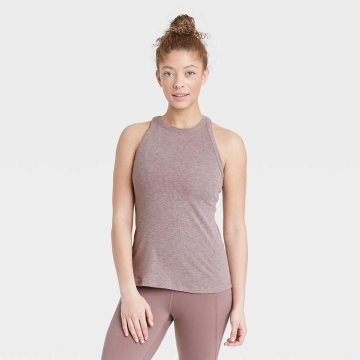 Women's Active Ribbed Tank Top - All In Motion Light Heather Brown