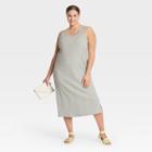 Women's Plus Size Rib Knit Tank Dress - A New Day Gray
