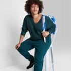 Women's Plus Size V-neck Pullover Sweater - Wild Fable Green