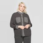 Women's Plus Size Long Sleeve Collared Front Button-down Shirt - Who What Wear Black X