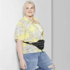 Women's Plus Size Floral Print Short Sleeve Button-down Shirt - Wild Fable Yellow