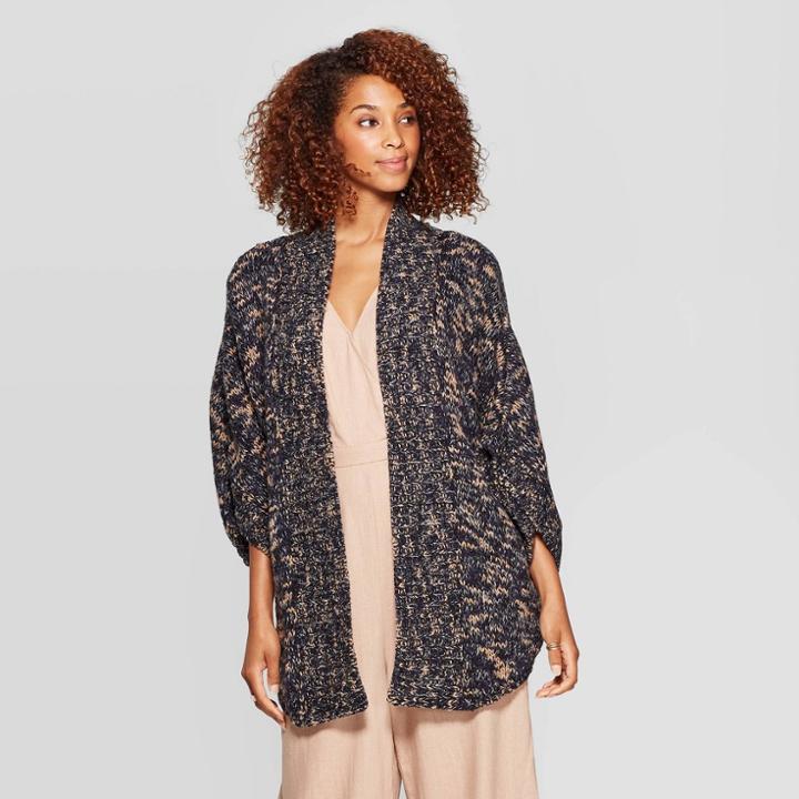 Petitewomen's Short Dolman Ruana Wrap Jacket - Universal Thread Navy One Size, Women's, Blue