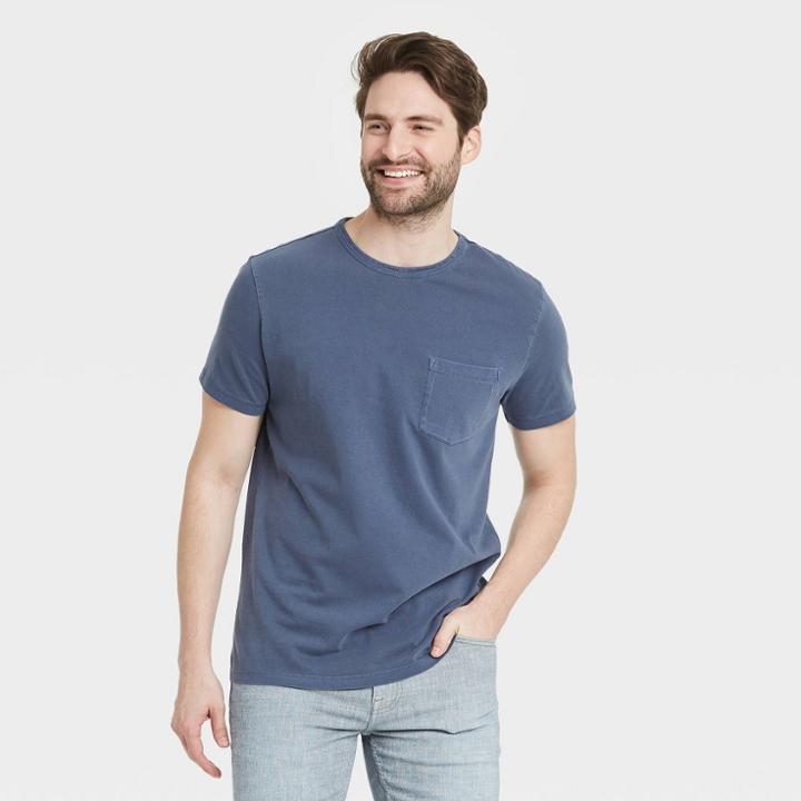 Men's Regular Fit Short Sleeve T-shirt - Goodfellow & Co Cornelian Blue