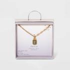 Silver Plated Gold Dipped Paperclip Chain And Semi-precious Stone 18 Pendant Necklace - A New Day Pyrite