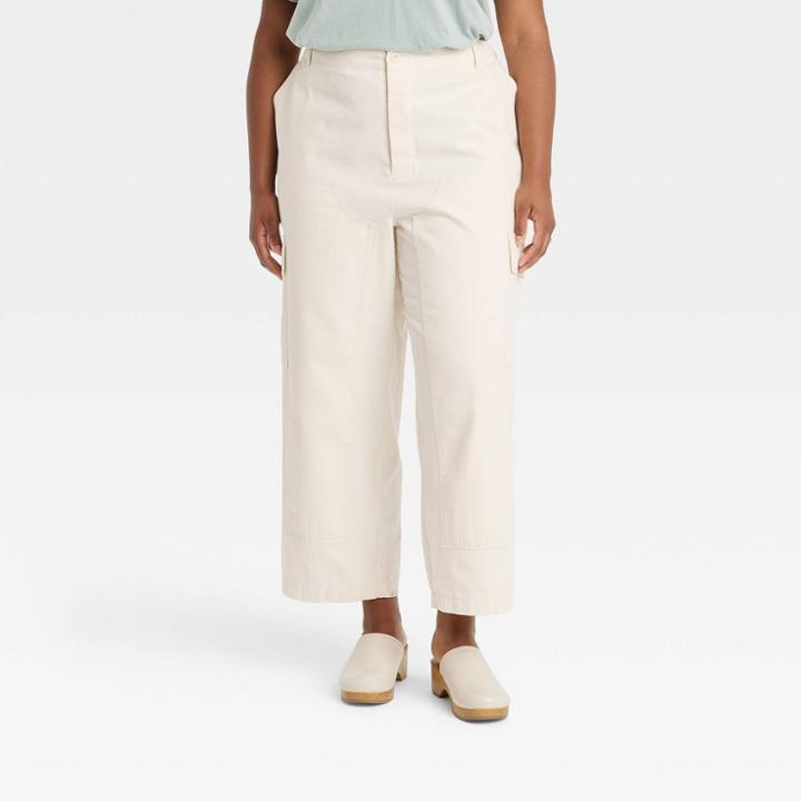 Women's Plus Size High-rise Utility Cargo Pants - Universal Thread Cream