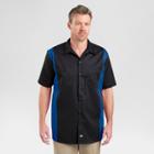 Dickies Men's Big & Tall Relaxed Fit Two-tone Twill Short Sleeve Work Shirt- Black/royal Blue Xxx-large,