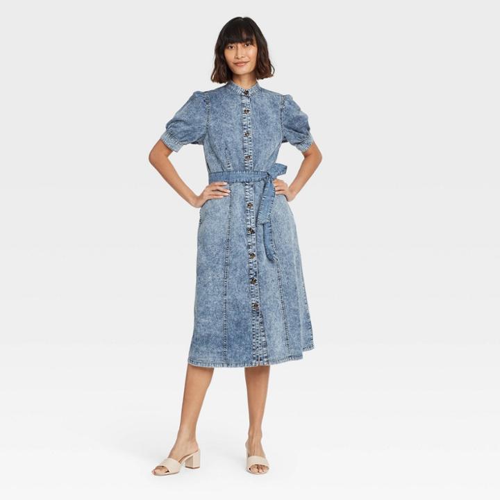 Women's Puff Short Sleeve Dress - Who What Wear Blue