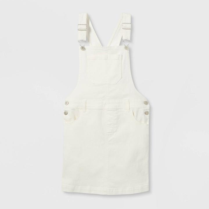 Girls' Denim Pinafore Dress - Art Class White