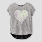 Miss Chievous Girls' Cap Sleeve Top With Sequin Heart & Back Bow - Black