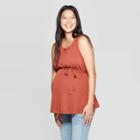Maternity Sleeveless Sandwashed Smocked Tank Top - Isabel Maternity By Ingrid & Isabel Fiery Brown